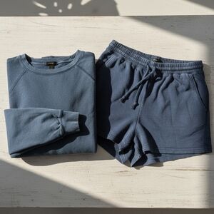 J. Crew Blue Sweatshirt and Shorts Lounge Set